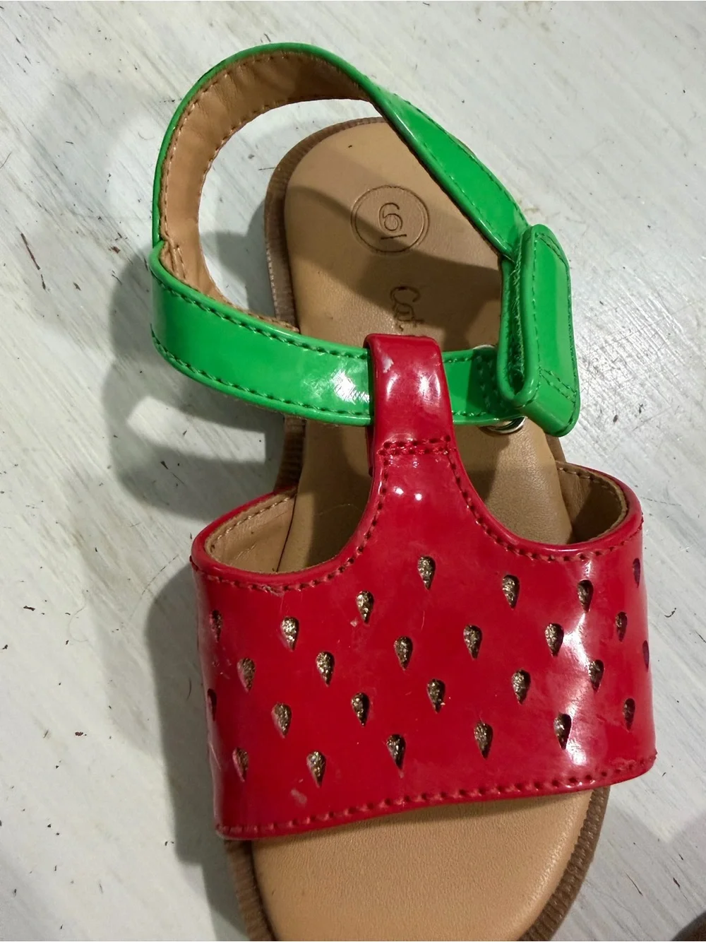 Cat & Jack Red and Green Strawberry Accent Kids Sandals